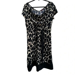 Volume One Animal Print Size Large Dress‎ Tie at Waist Black Tan
